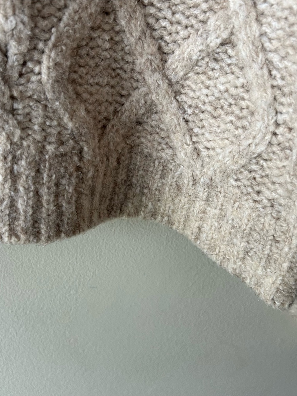 Lucky Brand Cableknit Chunky Cardigan Sweater Heathered Oatmeal Cream M - Picture 6 of 10